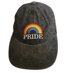 Gray cotton denim baseball cap Price embroidered rainbow arc  Size adjustable